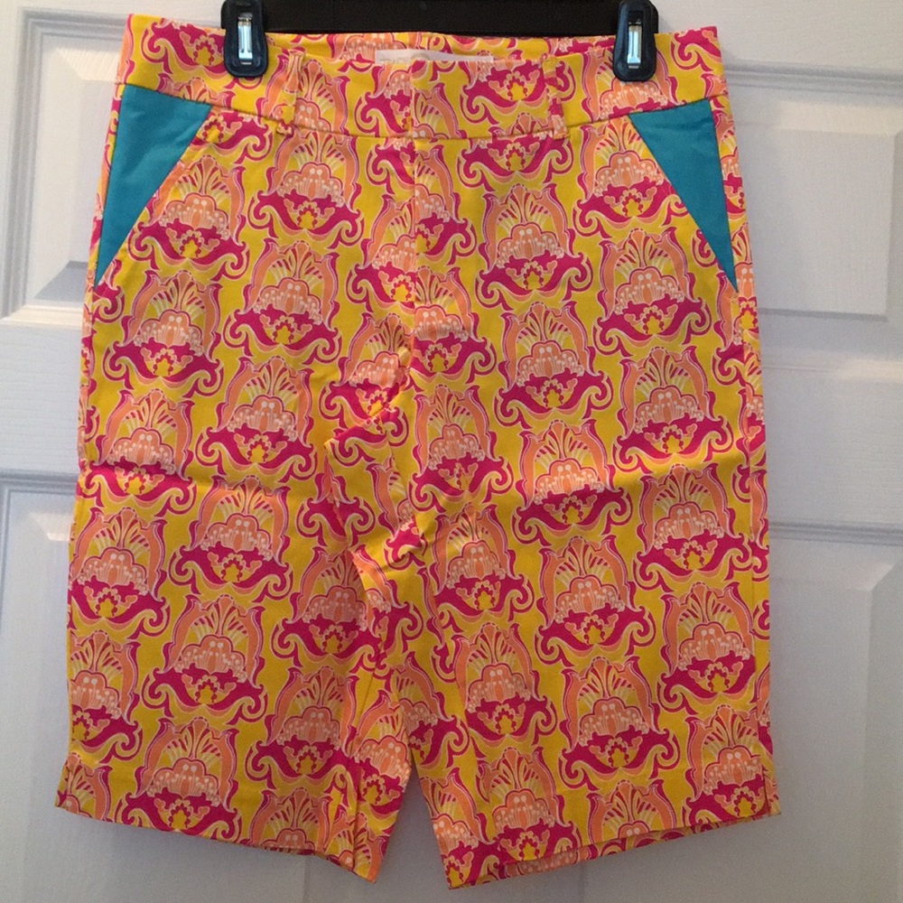 Colorful Damask print shorts